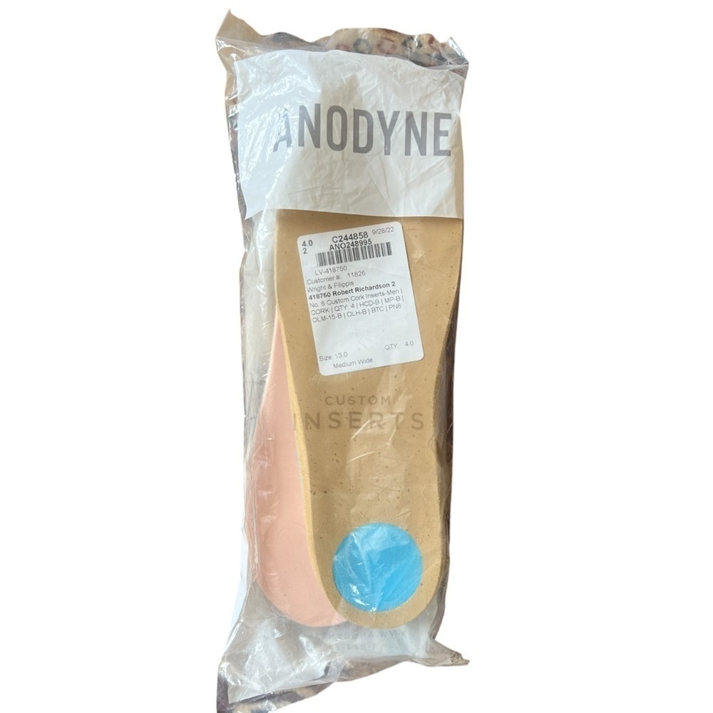 NWT Anodyne No. 6 Custom Cork Inserts-Men, size 13 Wide